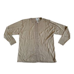 Vintage Jacqueline Ferrar 100% Spun Silk Sweater Womens‎ M Tan Knit Lightweight